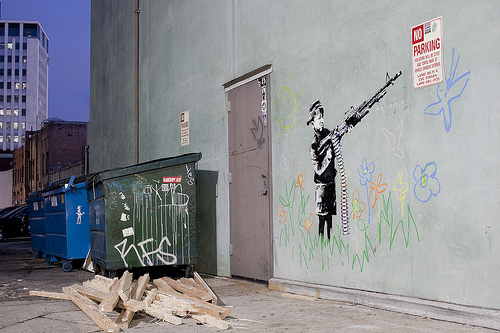 Banksy Crayola Shooter kid with gun Los Angeles