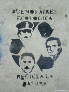 buenos aires graffiti tour buenos aires ecologica Videla, Menem y Macri estencil © BA Street Art buenosairesstreetart.com