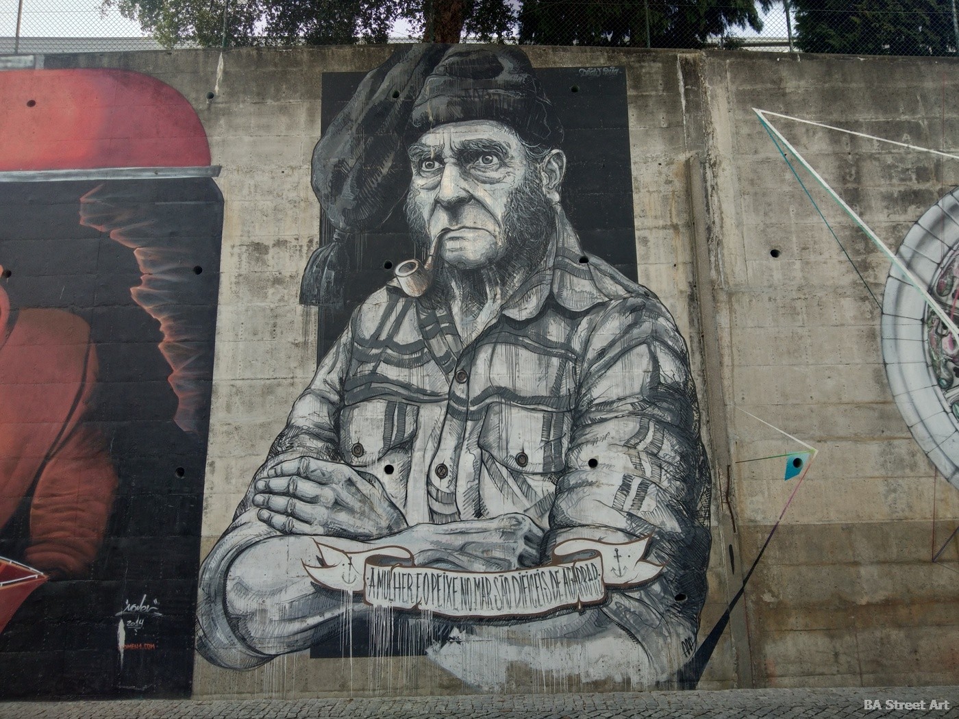 Frederico Draw artista porto portugal lionesa mural hombre pescador navigador muro murais peinture painting fresque arte urbano grafiti