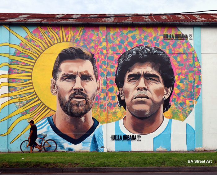Messi & Maradona mural together painted in Buenos Aires | BA Street Art