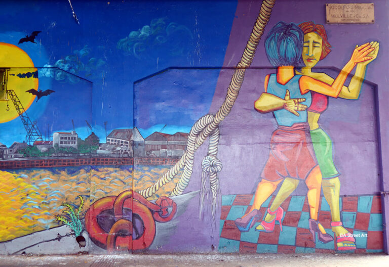 La Boca street art project with artists painting murals relating to ...